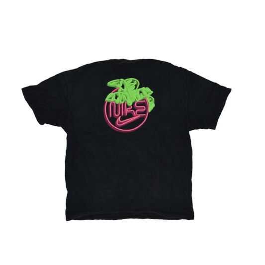 Nike Vintage Neon Logo Black Graphic Tee Unisex Large Cotton Crew Neck T-Shirt
