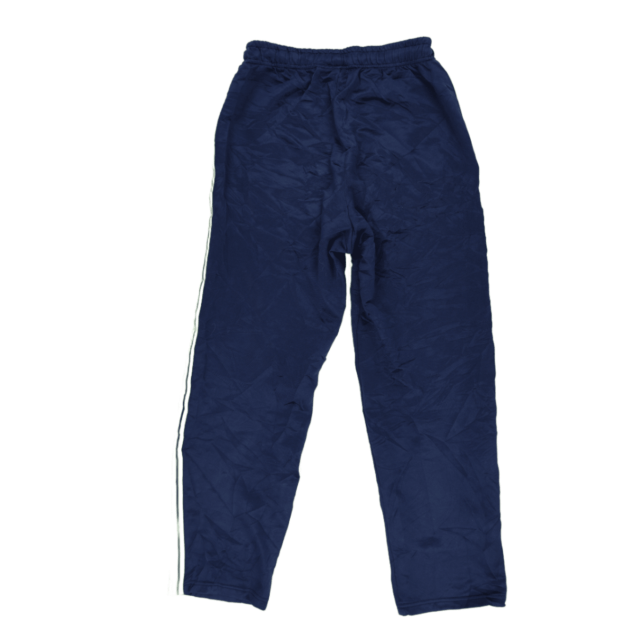 ASICS Vintage Navy Blue Track Trousers Unisex Medium Polyester with Neon Green Stripes
