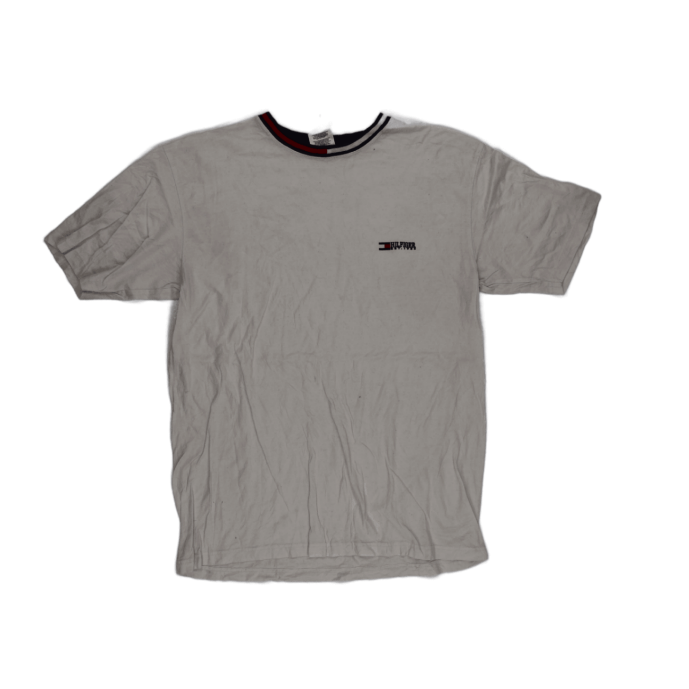 Tommy Hilfiger Vintage White Cotton T-Shirt Large Crew Neck Casual Style