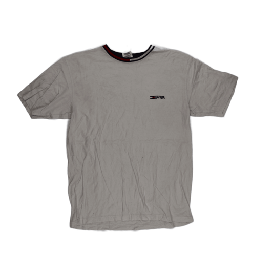 Tommy Hilfiger Vintage White Cotton T-Shirt Large Crew Neck Casual Style
