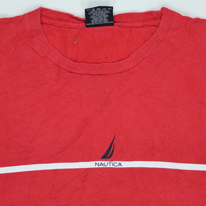 Nautica Red Cotton Crew Neck T-Shirt Men Size Large Vintage Classic