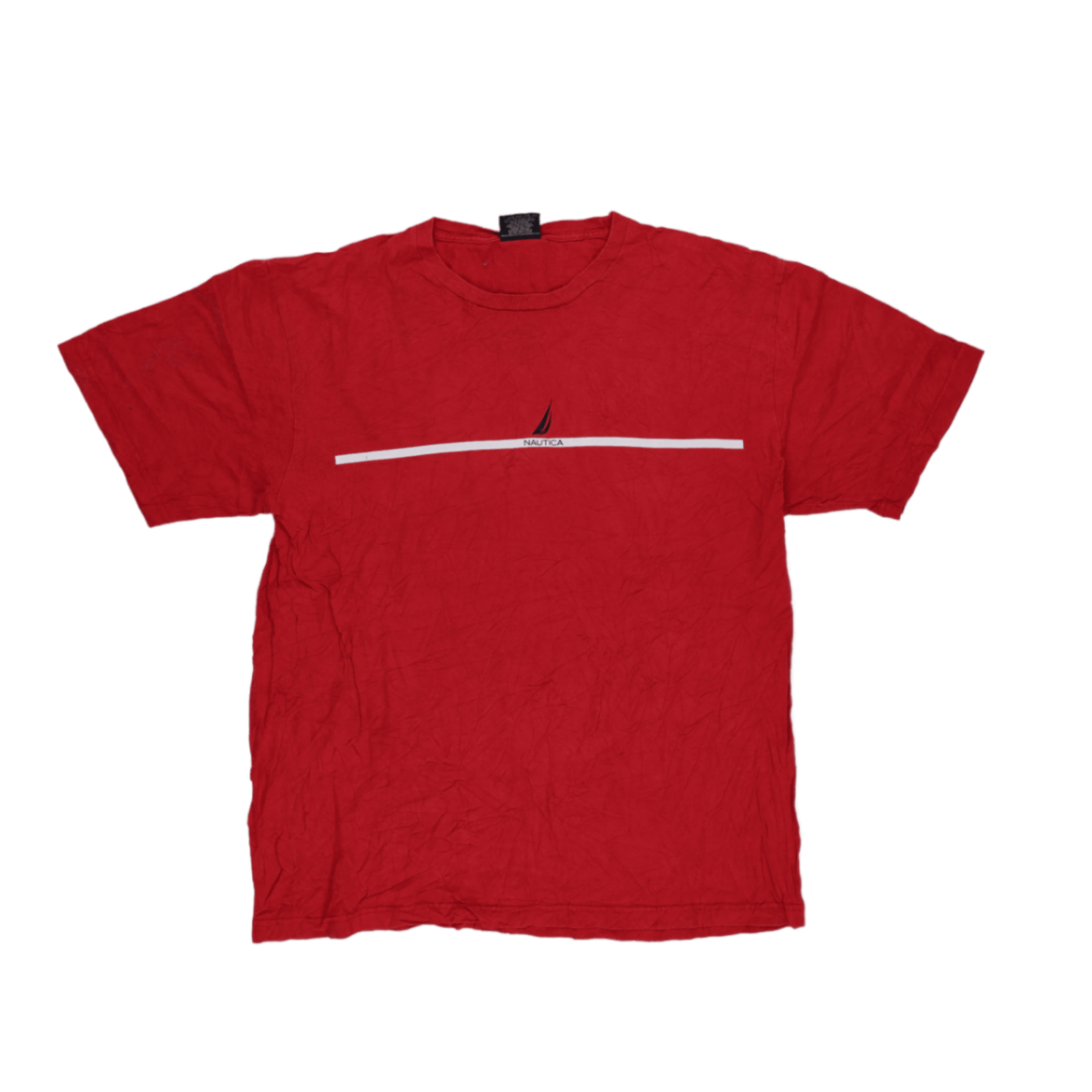 Nautica Red Cotton Crew Neck T-Shirt Men Size Large Vintage Classic
