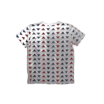 Adidas White Multicolour Logo Print T-Shirt for Men XL 100% Cotton Casual Crew Neck