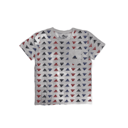 Adidas White Multicolour Logo Print T-Shirt for Men XL 100% Cotton Casual Crew Neck