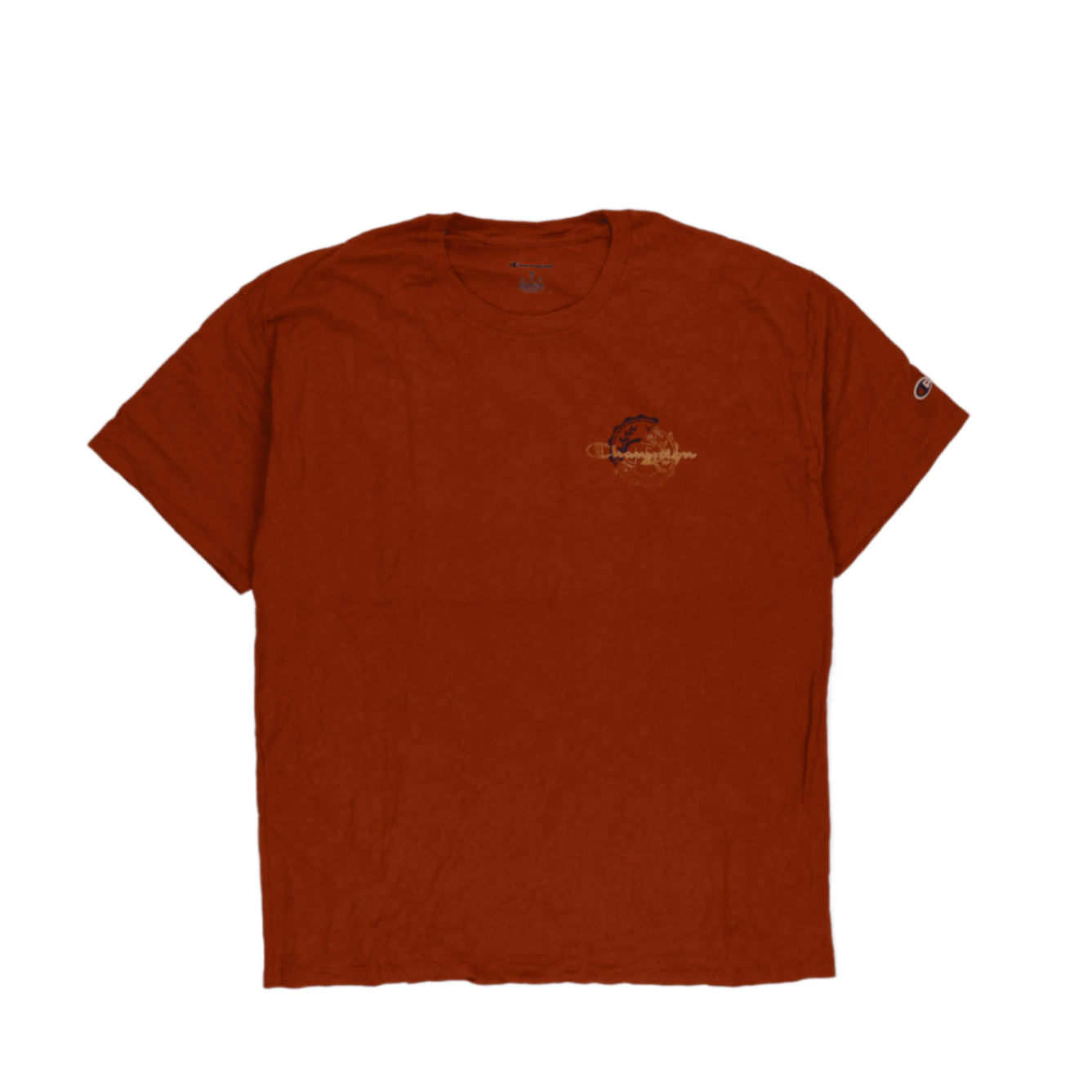 Champion Vintage Orange T-Shirt XL Cotton Crew Neck Casual Men's Clothing