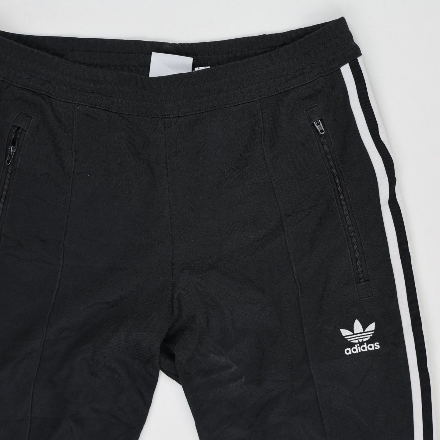 adidas Black Three Stripe Track Pants Men's Large 88cm Waist 77cm Inseam Polyester