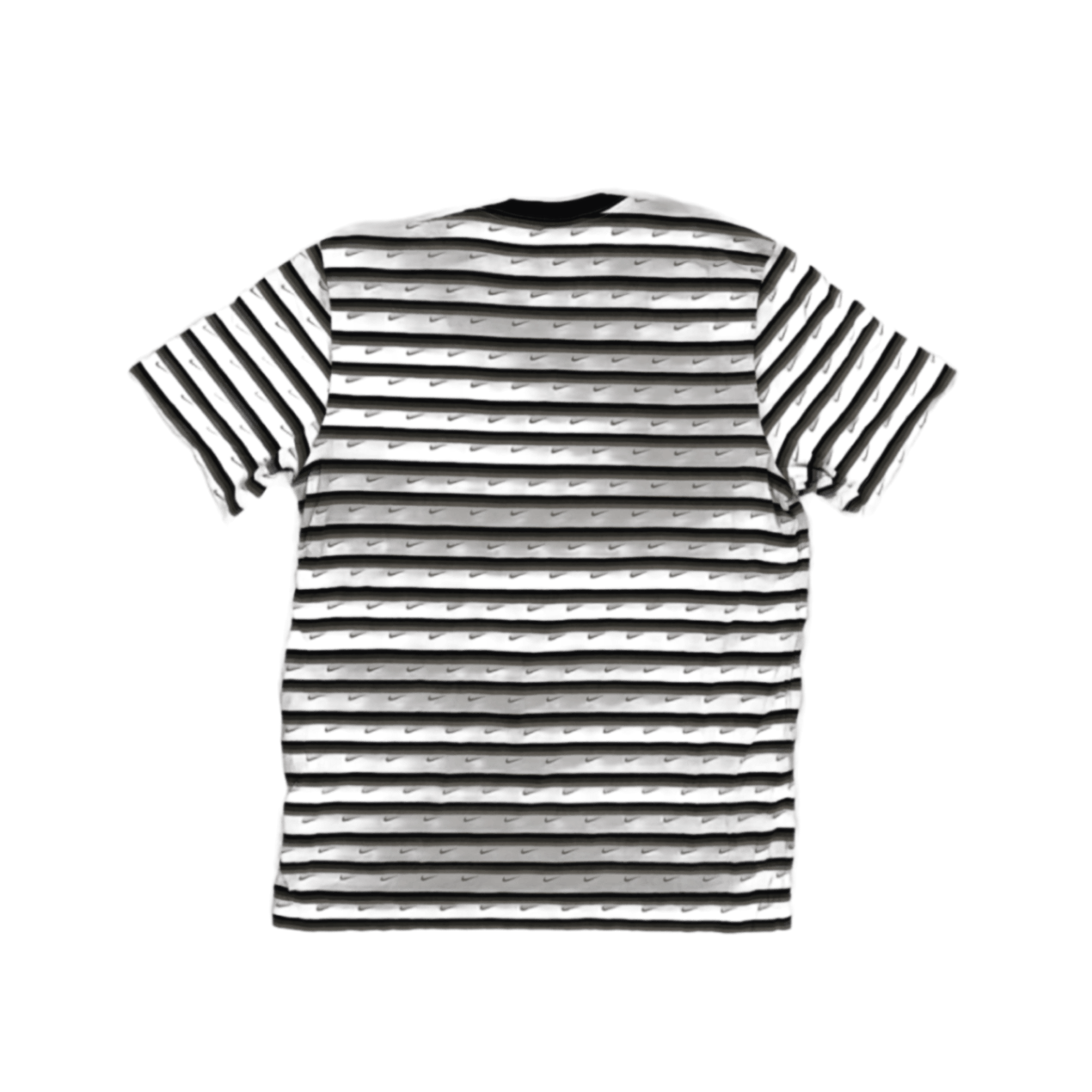Nike Tee Striped Crew Neck Men's T-Shirt Grey White Black Large Cotton