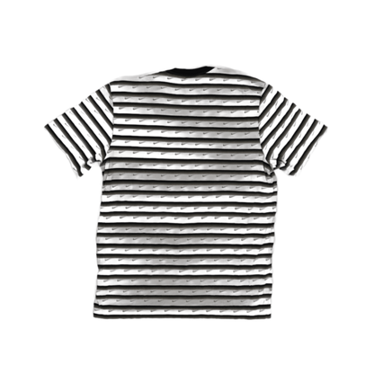 Nike Tee Striped Crew Neck Men's T-Shirt Grey White Black Large Cotton