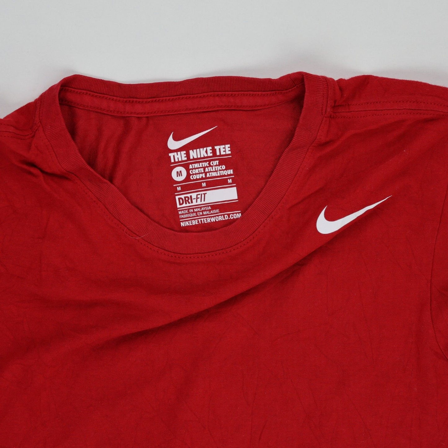 Nike Red Dri-Fit Athletic Cut Short Sleeve T-Shirt Men Medium Polyester Blend
