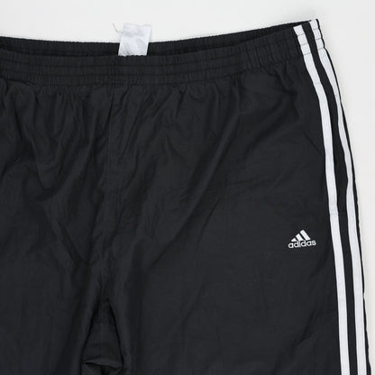 Adidas Black Three Stripe Track Pants Large Polyester Mens 78 cm Inseam 42 cm Waist