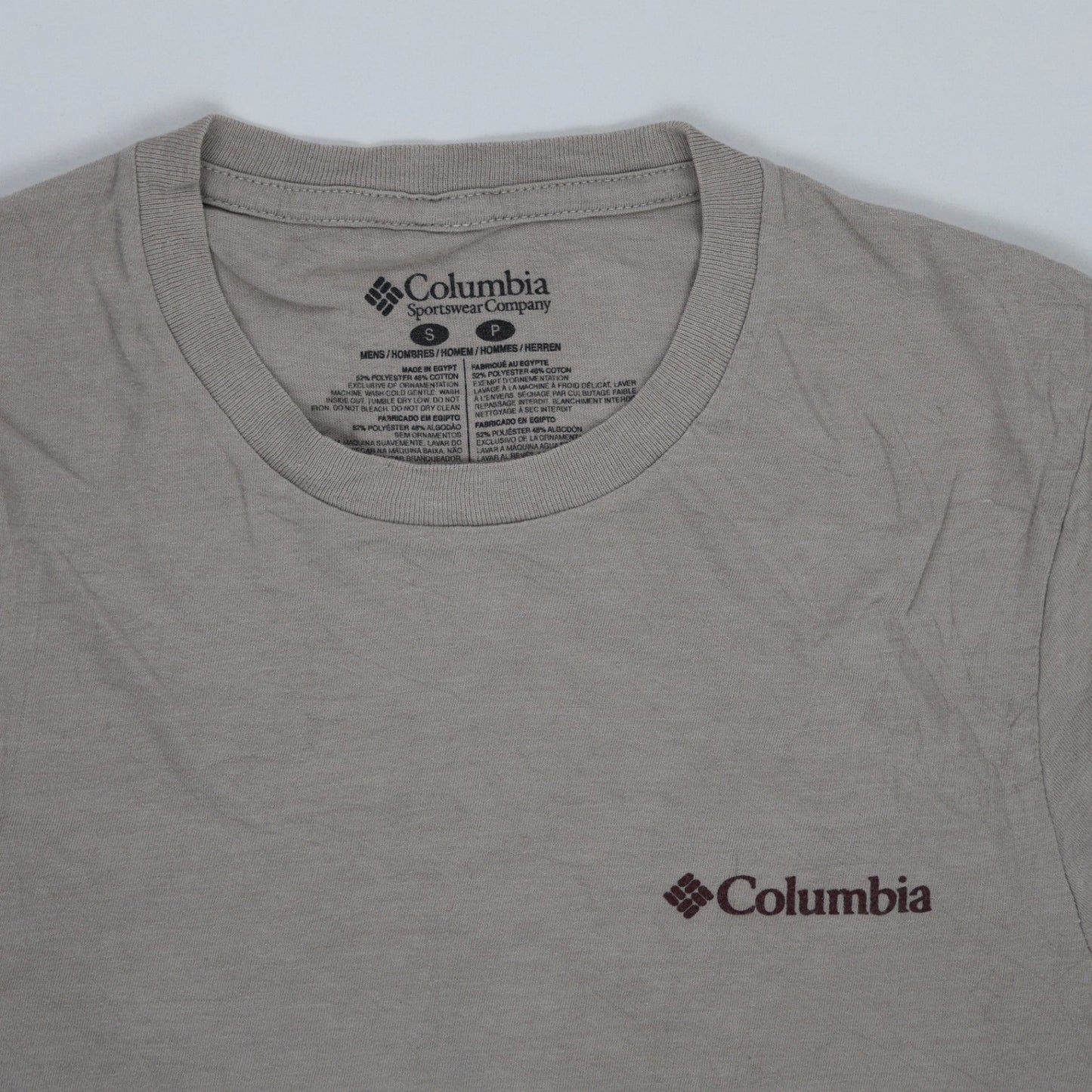 Columbia Grey Graphic Tee Small 100% Cotton Crew Neck Men's T-Shirt