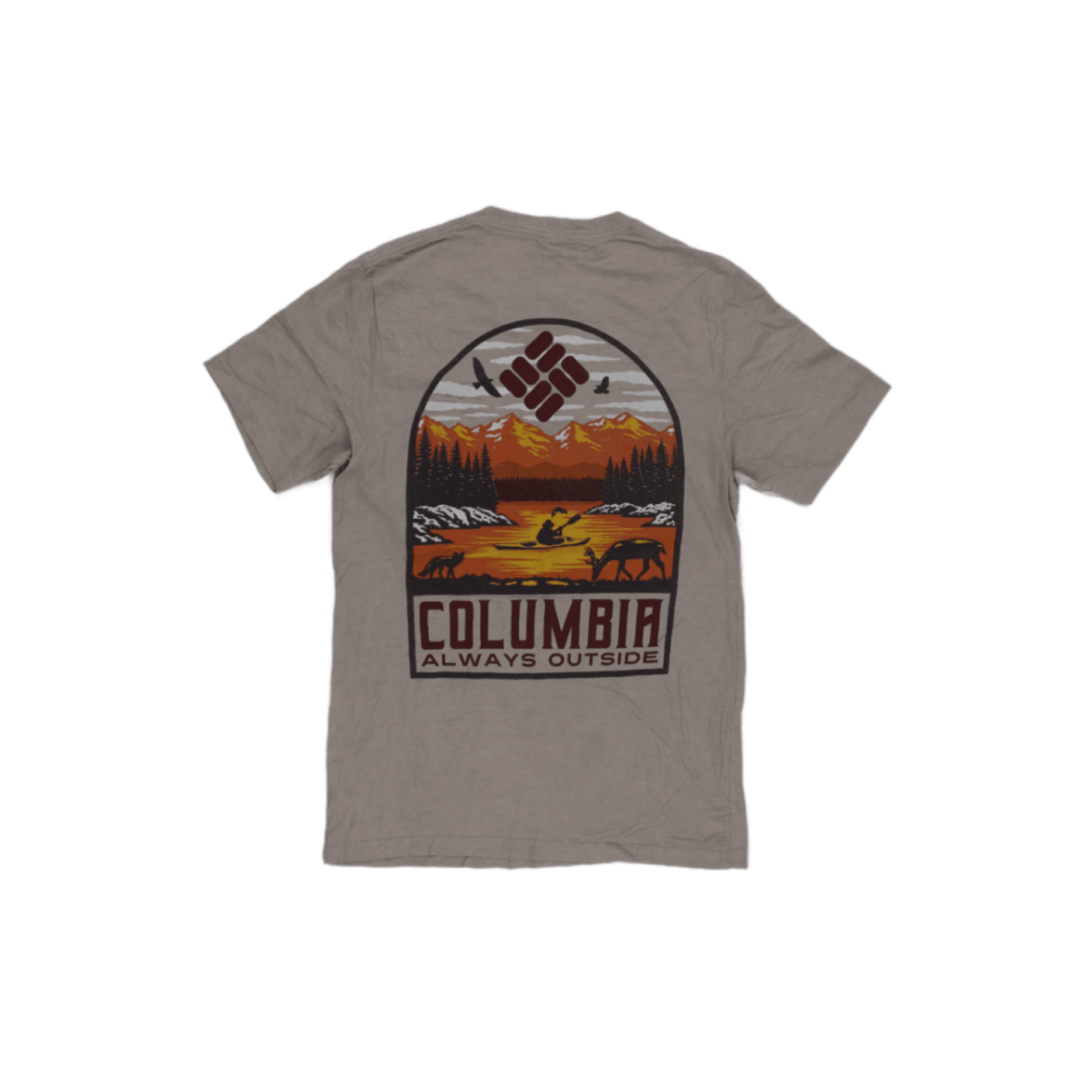 Columbia Grey Graphic Tee Small 100% Cotton Crew Neck Men's T-Shirt