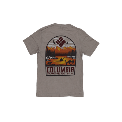 Columbia Grey Graphic Tee Small 100% Cotton Crew Neck Men's T-Shirt