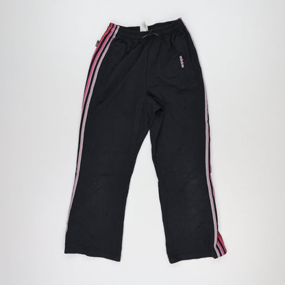adidas Black Vintage Track Pants Large Cotton Blend with Pink Stripes