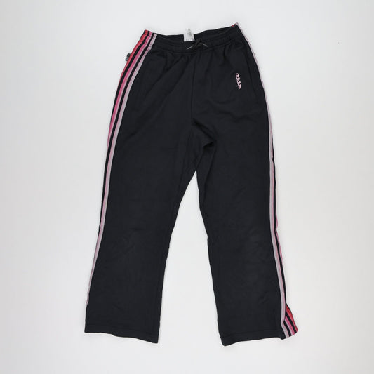 adidas Black Vintage Track Pants Large Cotton Blend with Pink Stripes