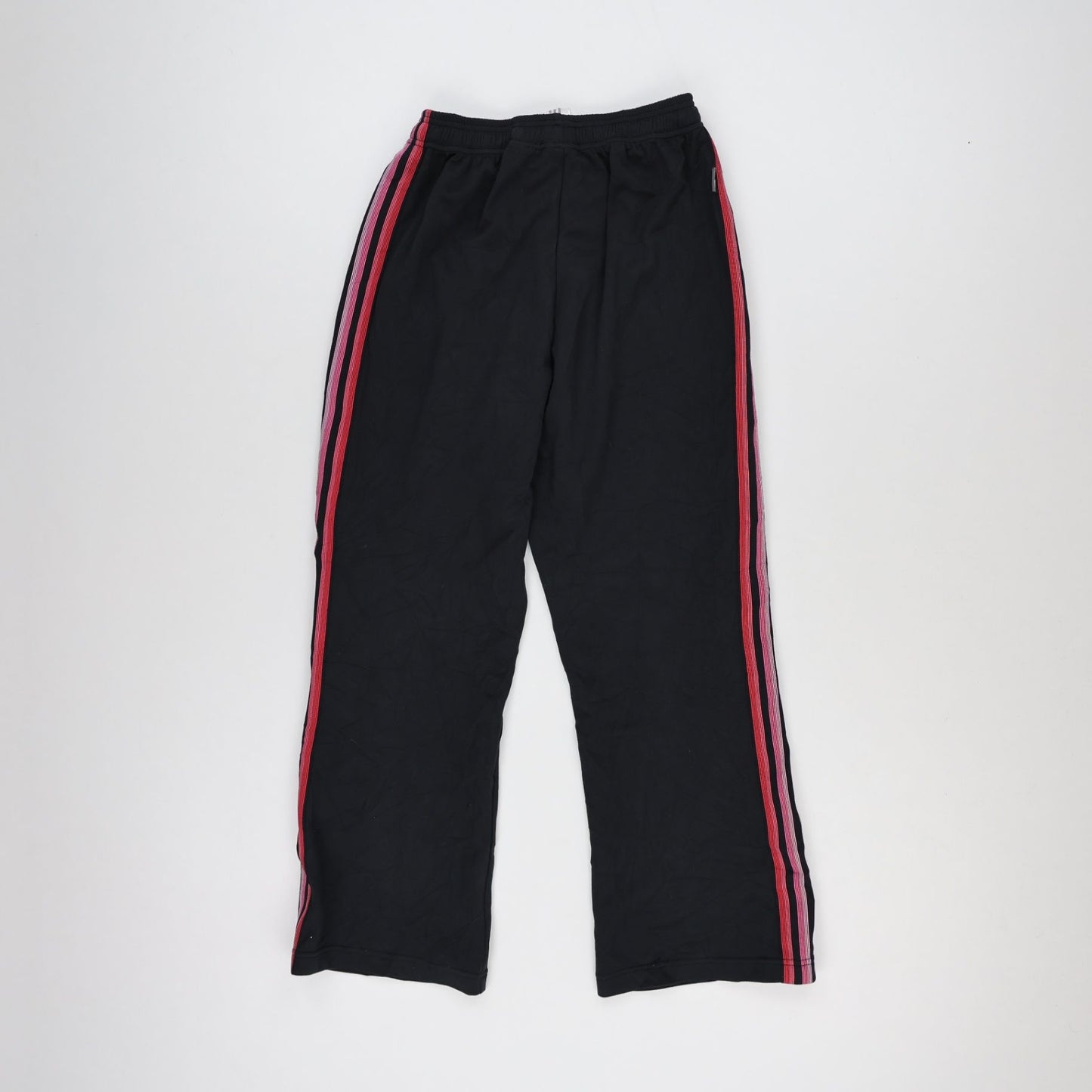 adidas Black Vintage Track Pants Large Cotton Blend with Pink Stripes