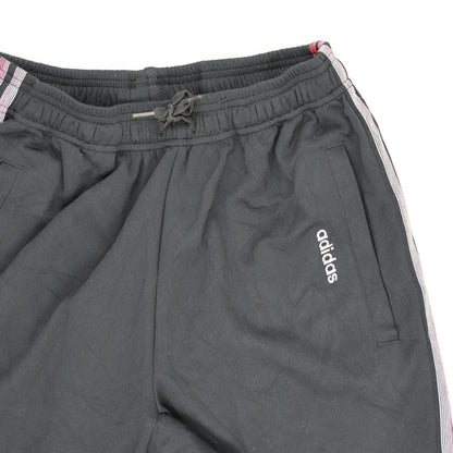 adidas Black Vintage Track Pants Large Cotton Blend with Pink Stripes