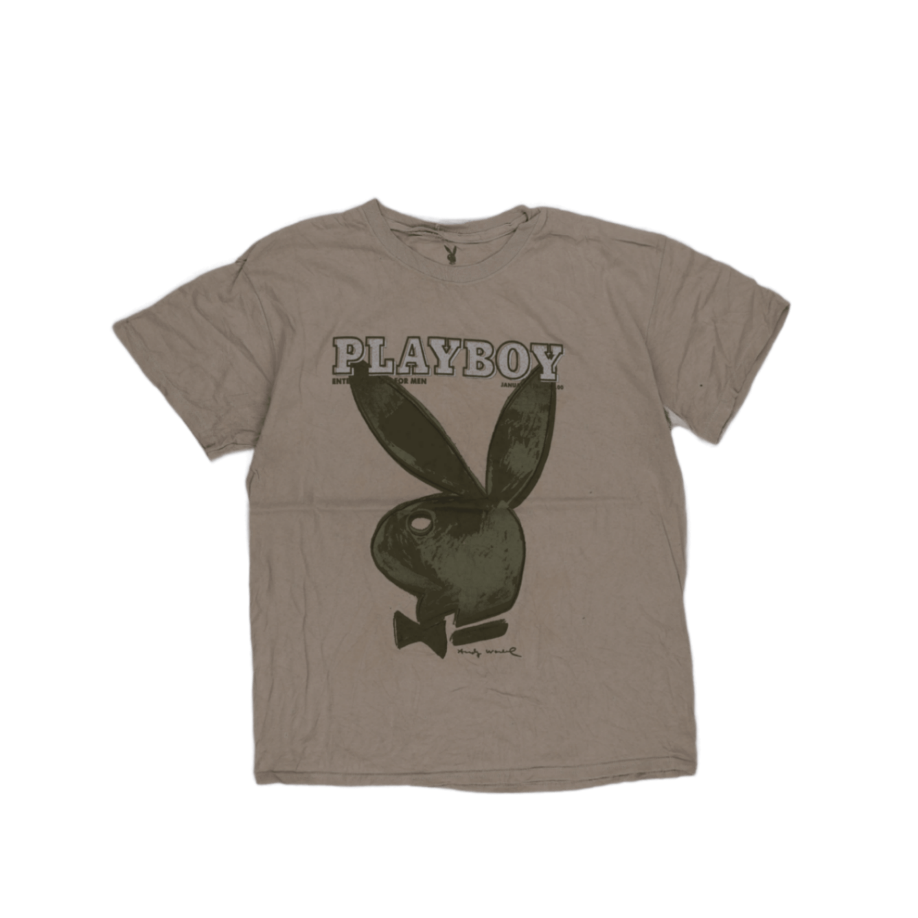 Playboy Vintage Graphic T-Shirt Beige Large 100% Cotton Crew Neck