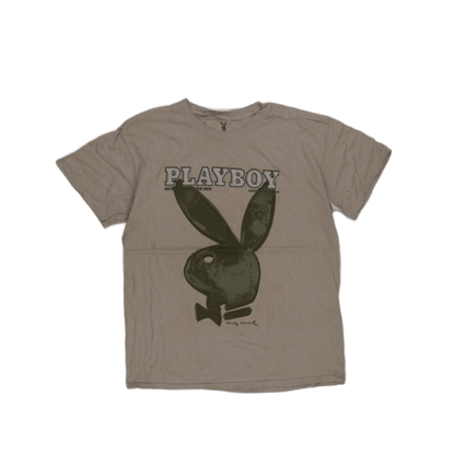 Playboy Vintage Graphic T-Shirt Beige Large 100% Cotton Crew Neck