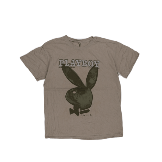 Playboy Vintage Graphic T-Shirt Beige Large 100% Cotton Crew Neck