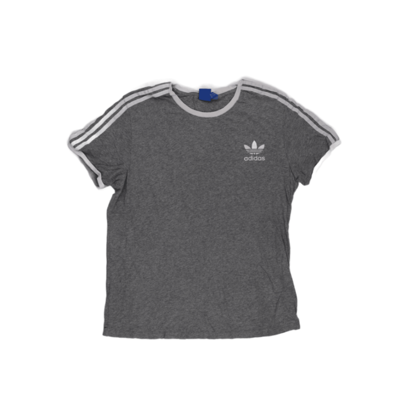 adidas Grey Trefoil Logo T-Shirt Unisex UK 12 Medium Cotton Blend Casual Crew Neck