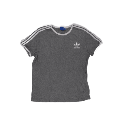 adidas Grey Trefoil Logo T-Shirt Unisex UK 12 Medium Cotton Blend Casual Crew Neck