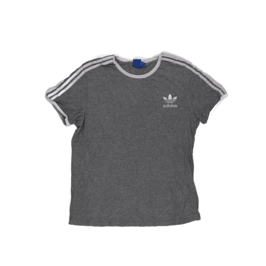 adidas Grey Trefoil Logo T-Shirt Unisex UK 12 Medium Cotton Blend Casual Crew Neck