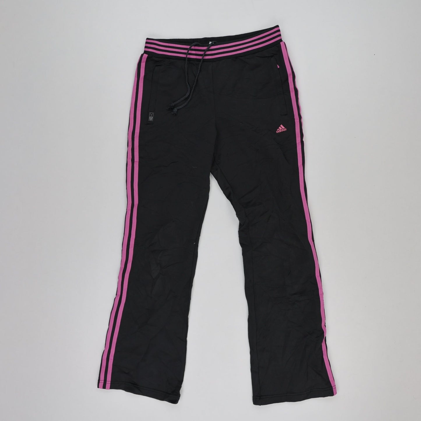 adidas Vintage Women's Track Trousers Black Pink Size 12 Polyester