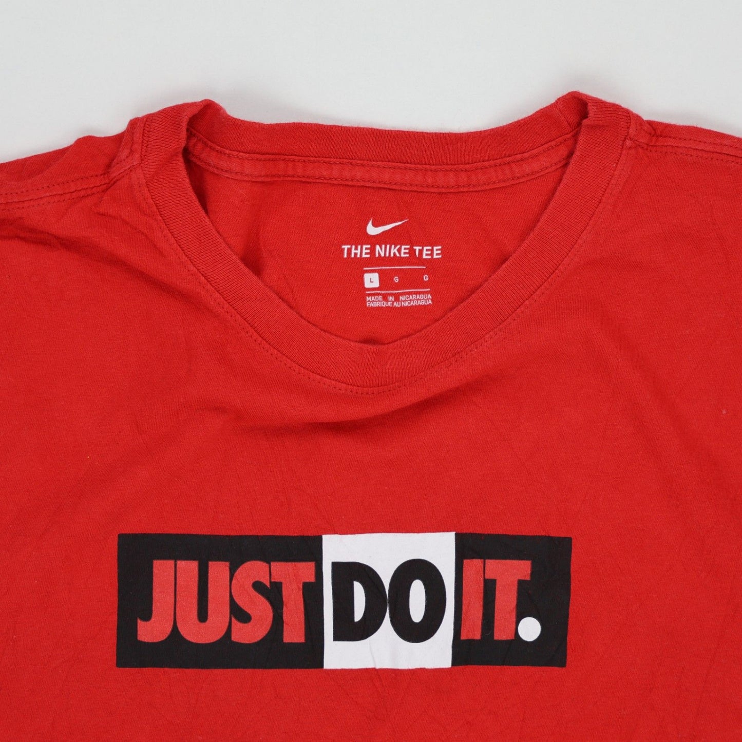 Nike Just Do It Red Graphic Tee Shirt Large Cotton Crew Neck