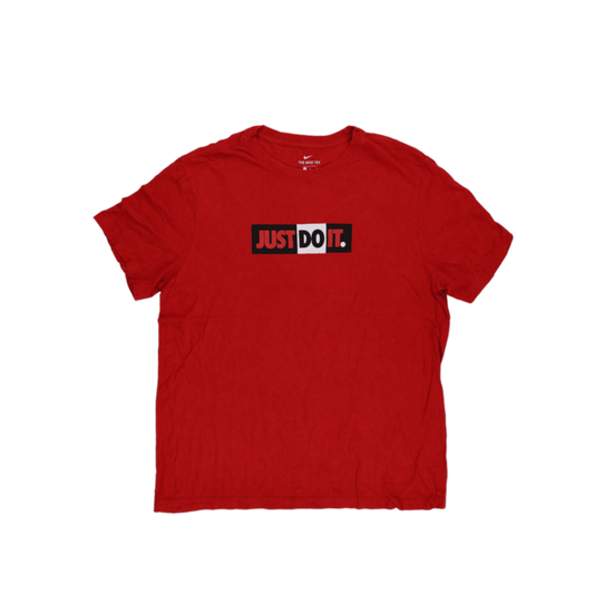 Nike Just Do It Red Graphic Tee Shirt Large Cotton Crew Neck