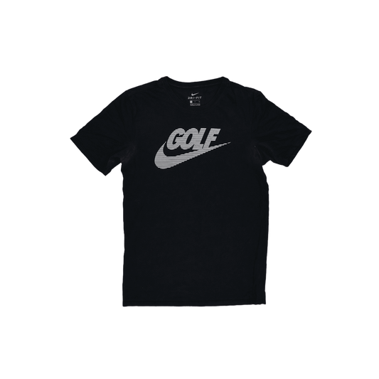 Nike Dri-Fit Black Golf Logo T-Shirt for Men Size Small Polyester Sportswear