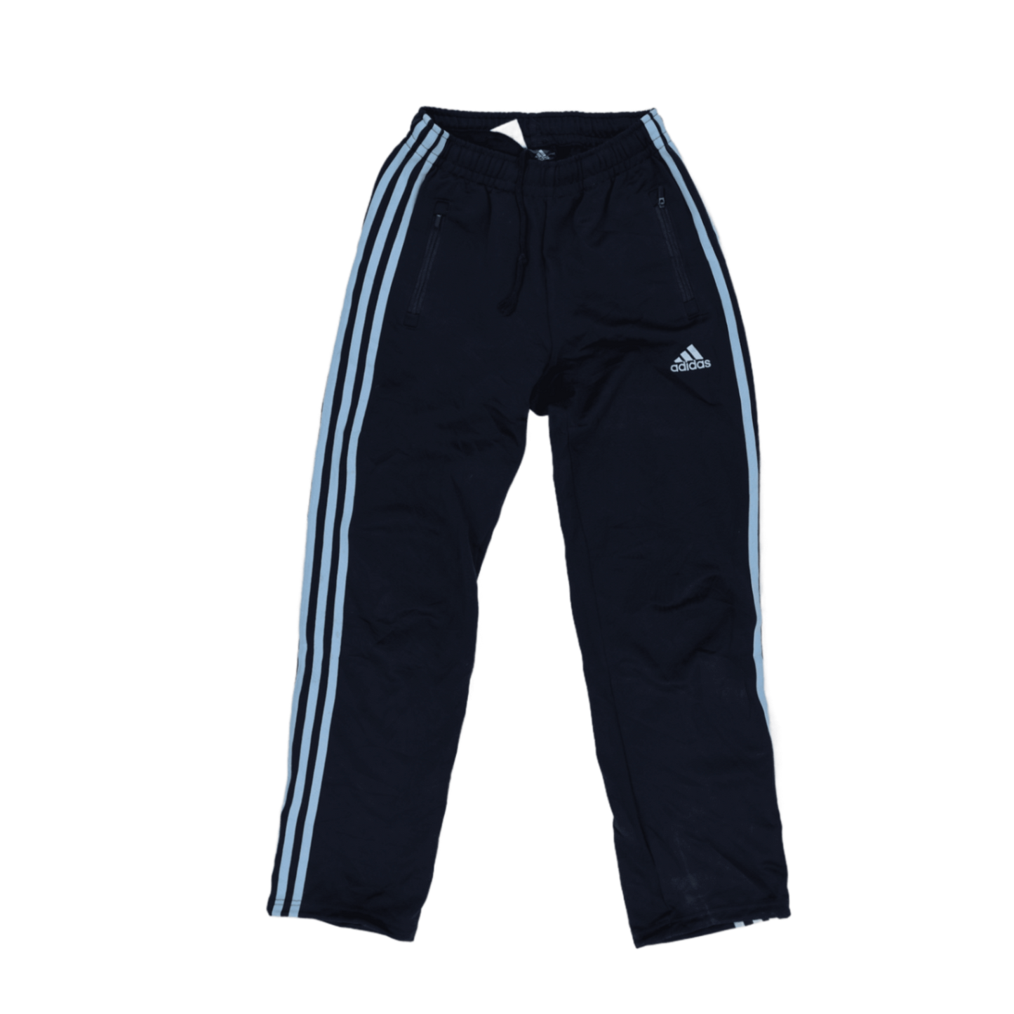 adidas Navy Blue Three-Stripes Track Pants Men's Medium Polyester Blend Vintage