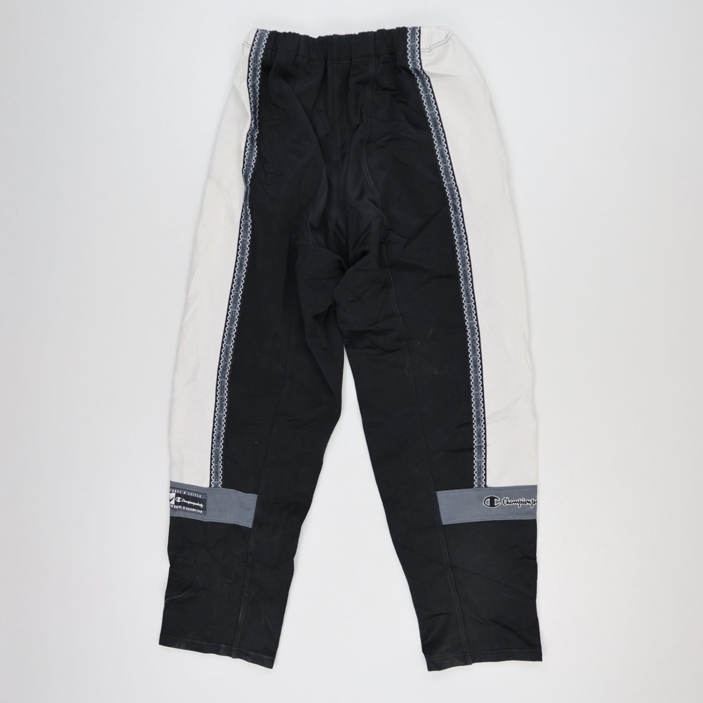 Champion Vintage Black White Panelled Track Pants Medium Polyester
