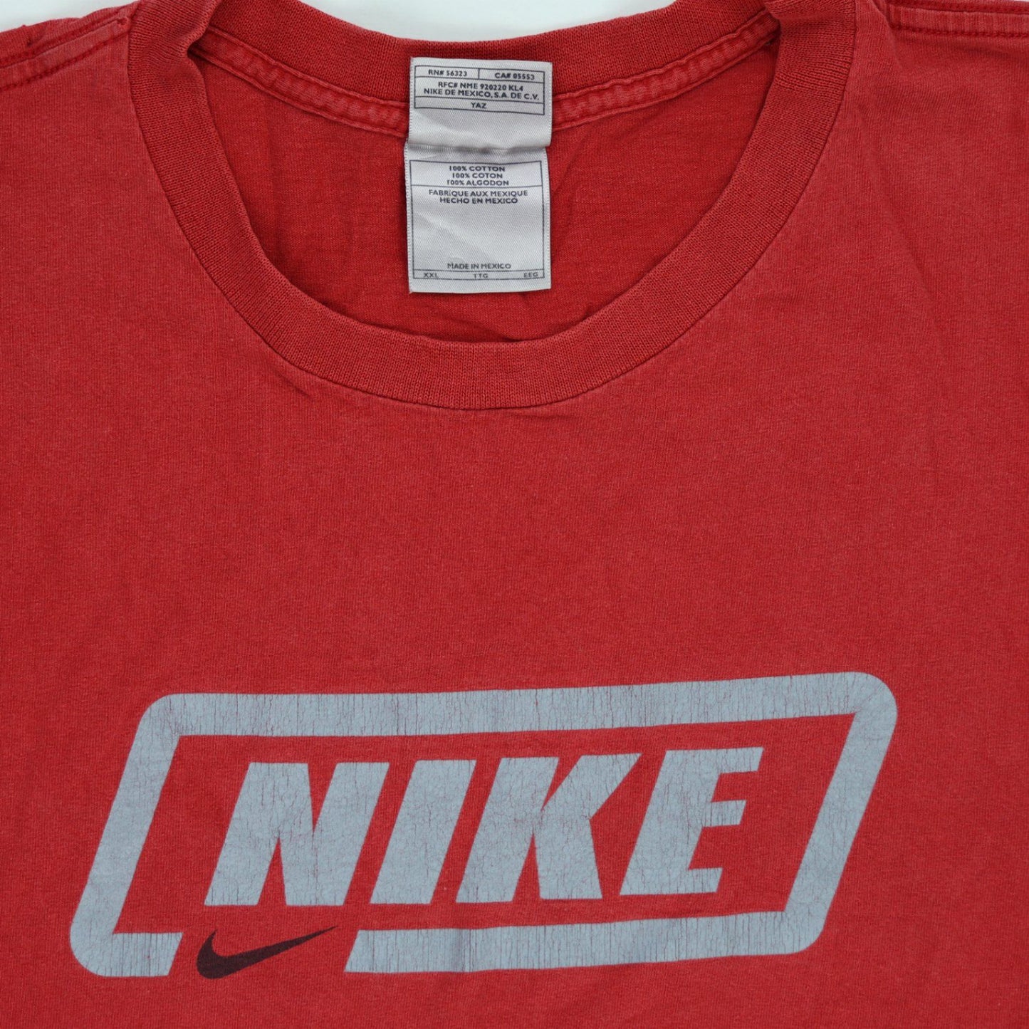 Nike Vintage Red Cotton T-Shirt XL Crew Neck Streetwear 100 Percent Cotton 90s Box Logo