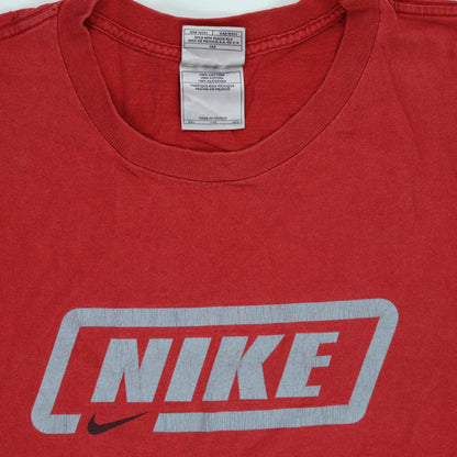 Nike Vintage Red Cotton T-Shirt XL Crew Neck Streetwear 100 Percent Cotton 90s Box Logo