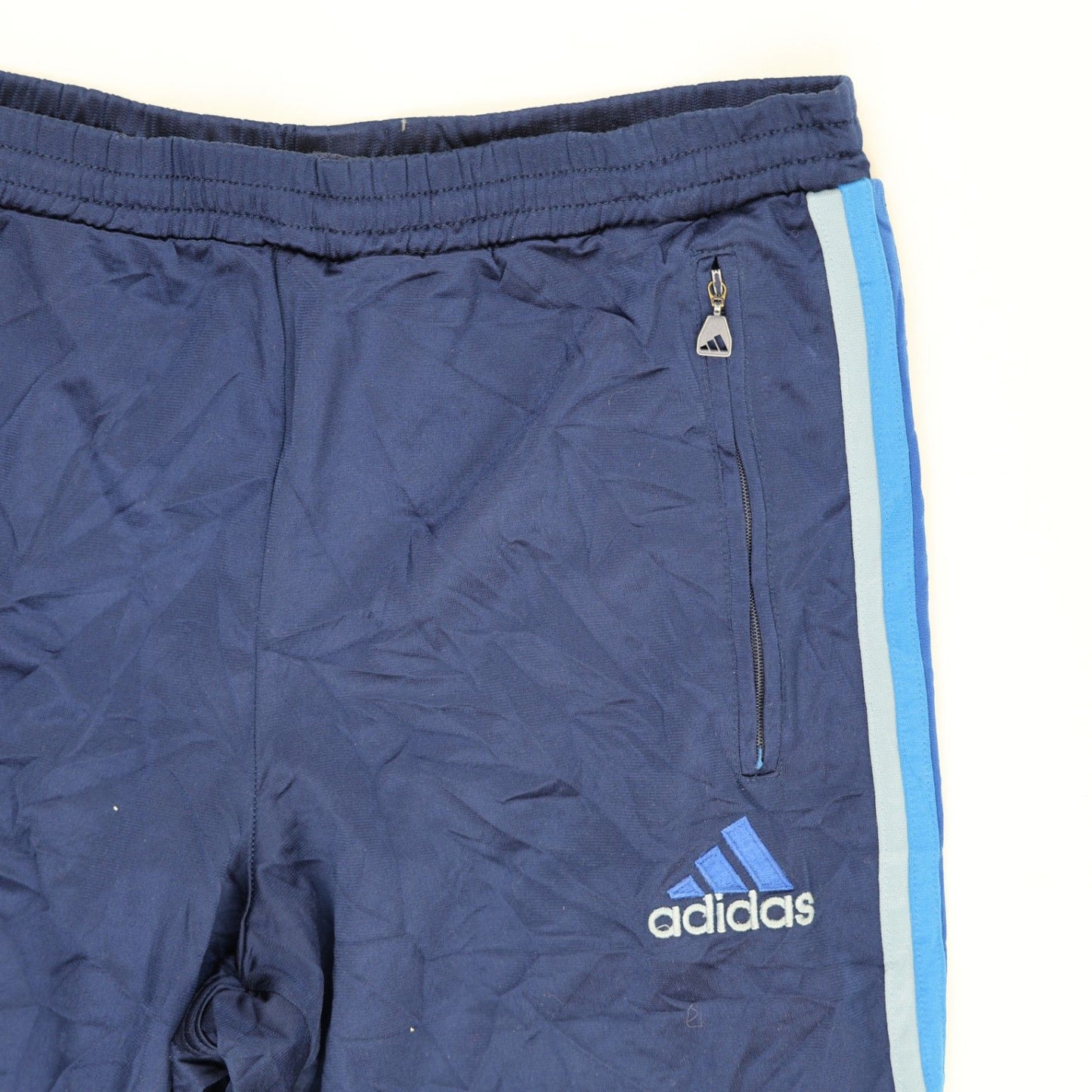adidas Vintage Blue Track Bottoms Men Size L Nylon 77 cm Inseam 44 cm Waist