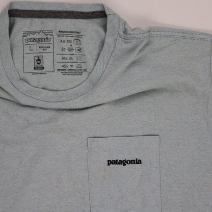 Patagonia Responsibili-Tee Blue Large Casual T-Shirt 96% Recycled Cotton 4% Recycled Polyester Crew Neck