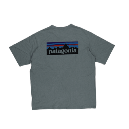 Patagonia Responsibili-Tee Blue Large Casual T-Shirt 96% Recycled Cotton 4% Recycled Polyester Crew Neck