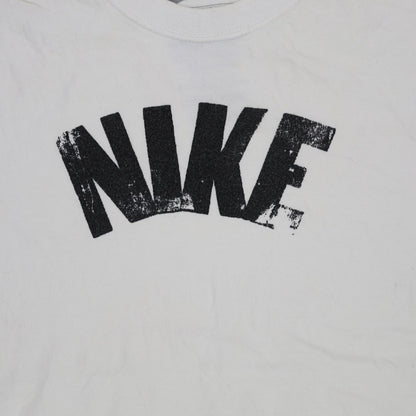 Nike Vintage White Distressed Logo T-Shirt Men's Size L 100% Cotton Casual Streetwear Crew Neck
