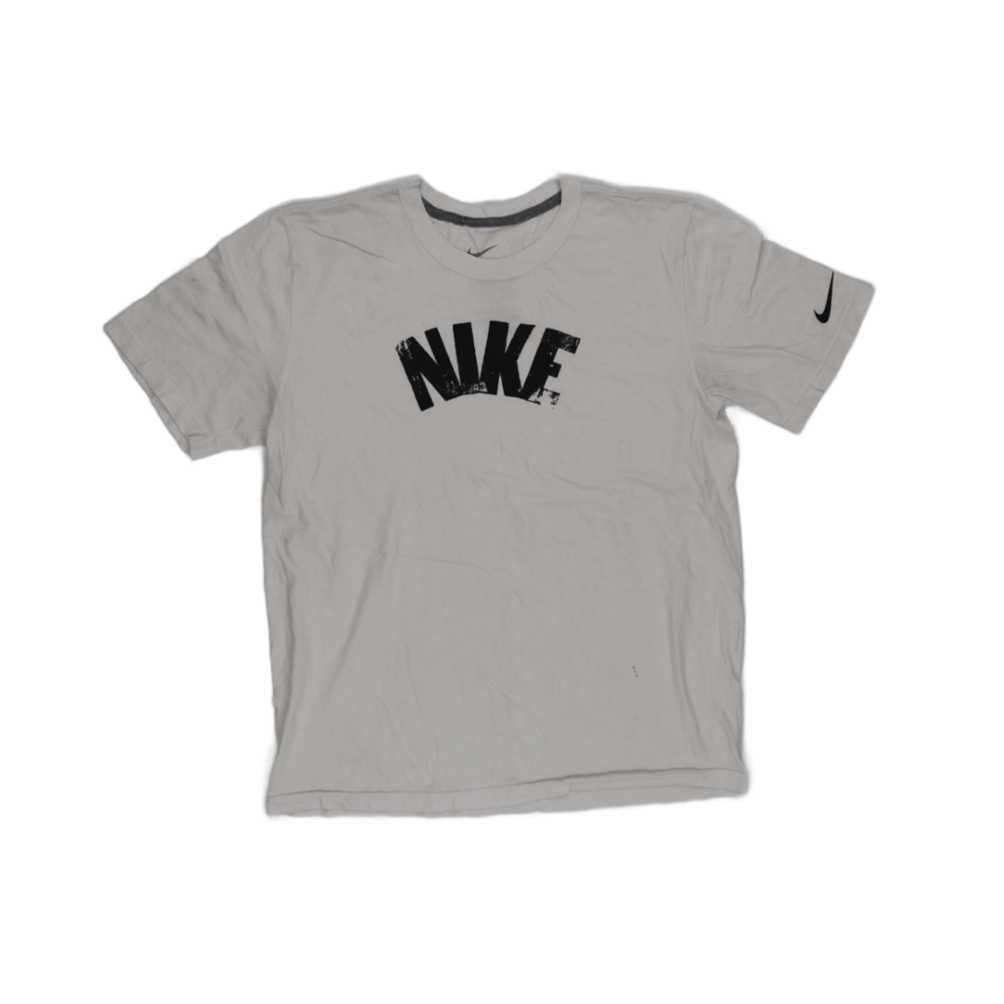 Nike Vintage White Distressed Logo T-Shirt Men's Size L 100% Cotton Casual Streetwear Crew Neck