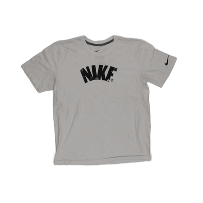 Nike Vintage White Distressed Logo T-Shirt Men's Size L 100% Cotton Casual Streetwear Crew Neck
