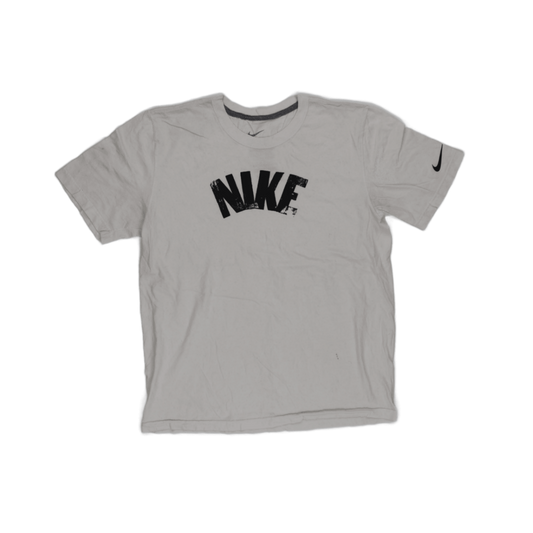 Nike Vintage White Distressed Logo T-Shirt Men's Size L 100% Cotton Casual Streetwear Crew Neck