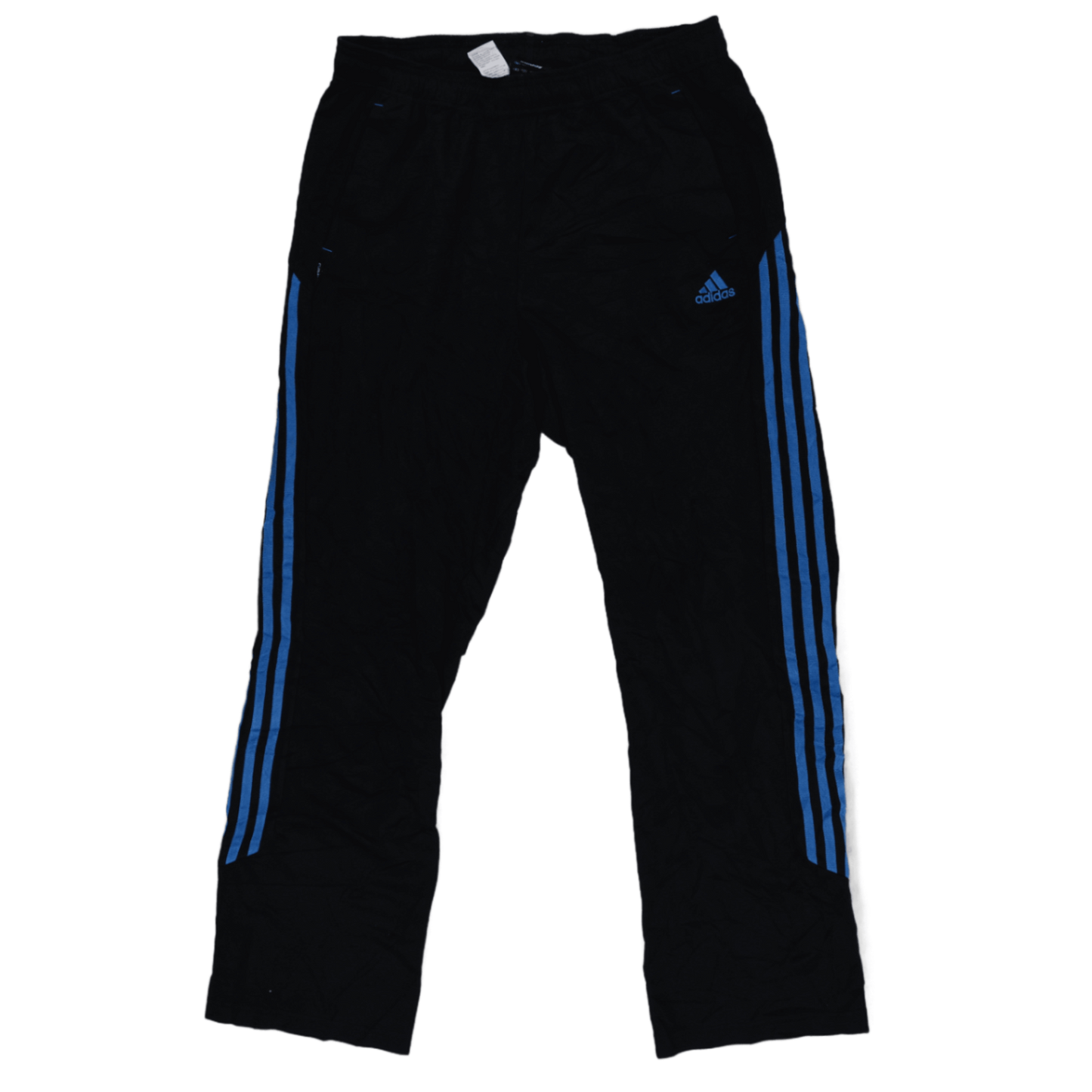 adidas Climalite Black Blue Striped Track Trousers Men Medium 76cm Inseam 38cm Waist Polyester