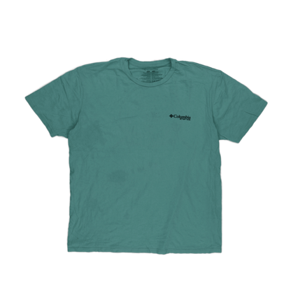 Columbia PFG Performance Fishing Gear T-Shirt Teal XL Cotton Graphic Tee Crew Neck
