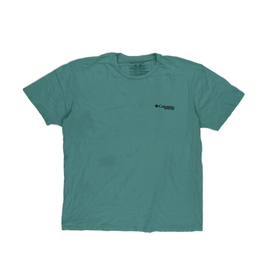 Columbia PFG Performance Fishing Gear T-Shirt Teal XL Cotton Graphic Tee Crew Neck