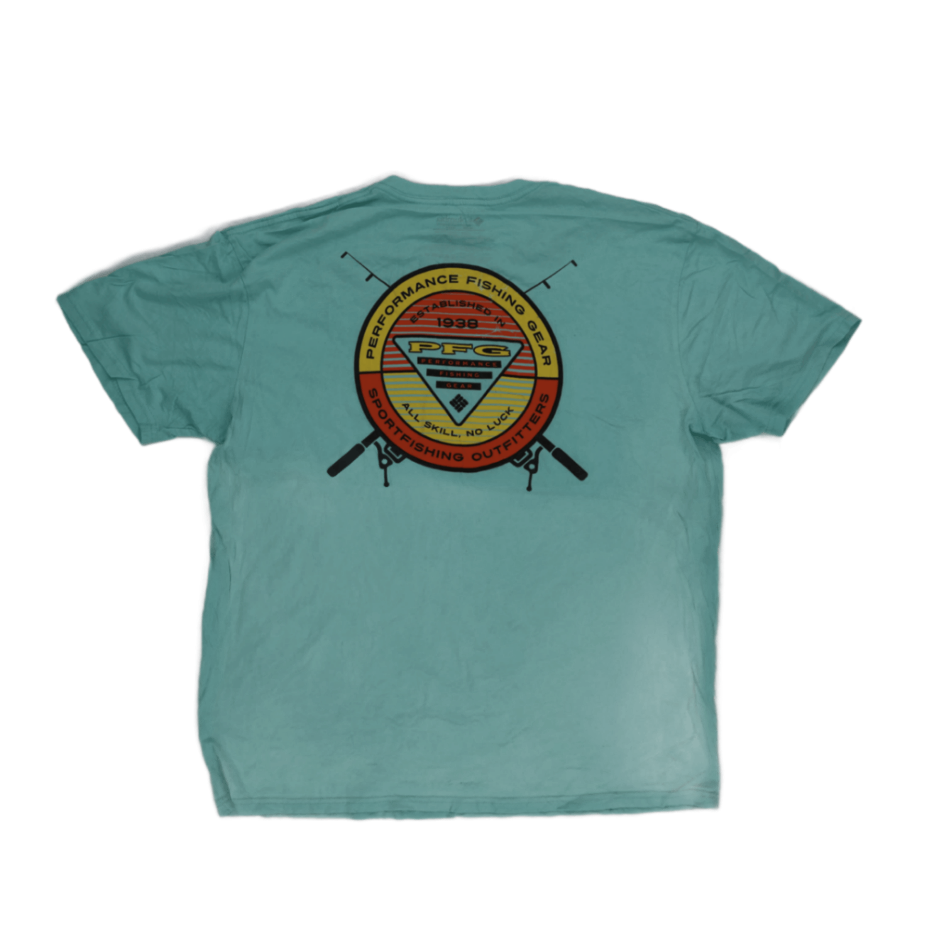 Columbia PFG Performance Fishing Gear T-Shirt Teal XL Cotton Graphic Tee Crew Neck