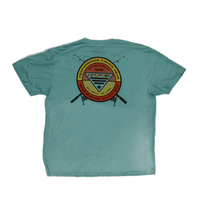 Columbia PFG Performance Fishing Gear T-Shirt Teal XL Cotton Graphic Tee Crew Neck