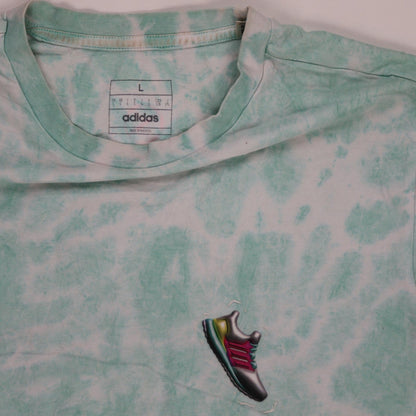 adidas Men's Tie-Dye T-Shirt Green Large 100% Cotton Crew Neck Casual Tee