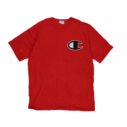 Champion Vintage Red Cotton Logo T-shirt Size 2XL Mens Crew Neck