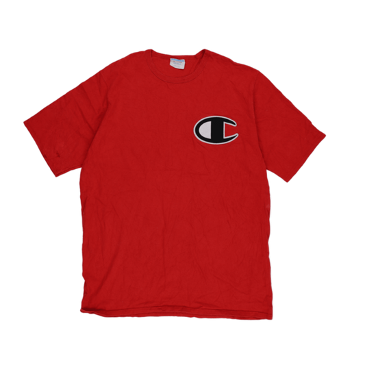 Champion Vintage Red Cotton Logo T-shirt Size 2XL Mens Crew Neck